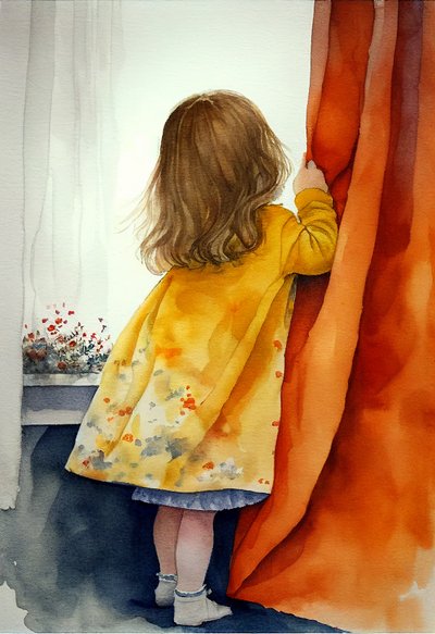 Kleines Mädchen spielt Verstecken, Wandkunst | Leinwanddrucke von F. Abderrahim