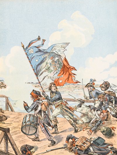 Napoleon Bonaparte an der Brücke von Arcole 1796 von pseudonym for Onfray de Breville Jacques Job