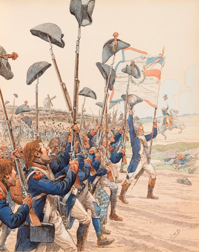 Die Schlacht von Valmy im Jahr 1792 während der Französischen Revolutionskriege von pseudonym for Onfray de Breville Jacques Job