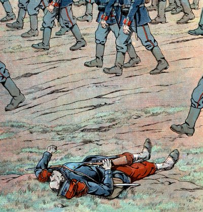 Preußen dringen in Frankreich ein: französischer toter Soldat von pseudonym for Onfray de Breville Jacques Job