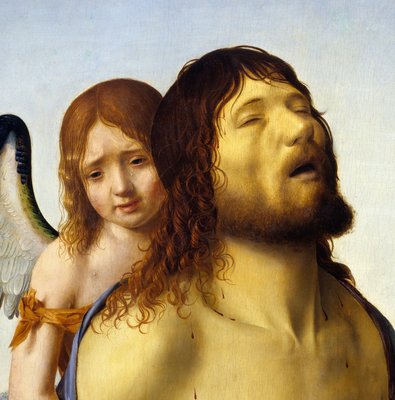 Detail von „Der tote Christus von einem Engel gestützt“ Gemälde von
