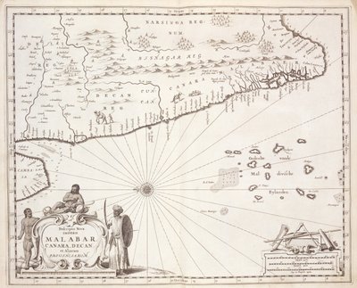 Karte der Küste von Malabar, Ostindien, 1672