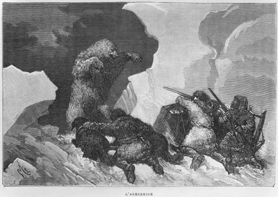 Angriff, Illustration von Expedition du Tegetthoff von Julius Gebet (1841-1915) von Edouard Riou