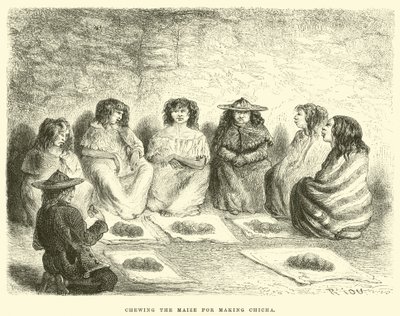 Kauen Sie den Mais für die Herstellung von Chicha von Edouard Riou