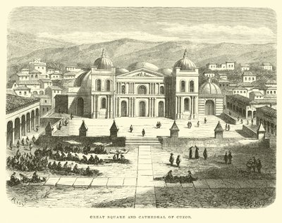 Großer Platz und Kathedrale von Cuzco von Edouard Riou