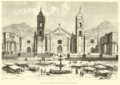 Der Große Platz und die Kathedrale von Arequipa von Edouard Riou