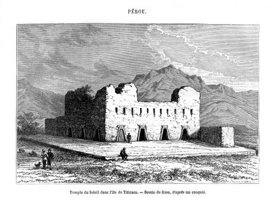 Der Sonnentempel auf der Insel Titicaca, Peru, 19. Jahrhundert von Edouard Riou