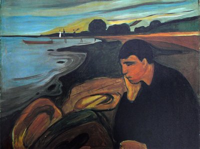 Stampa Su Tela Melancholy Di Edvard Munch – Quadro Famoso, Versione 1891, Cornice In Legno 40x30 Cm, Decorazione Parete Per Casa E Ufficio - 2