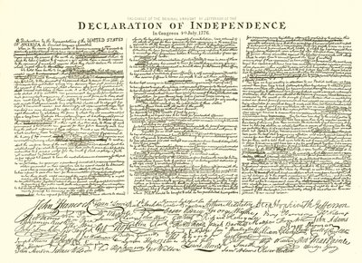 1776年7月4日の議会における独立宣言