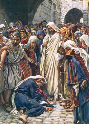 Die Frau, die den Saum seines Gewandes berührte von Harold Copping