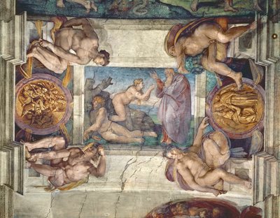 Sixtinische Kapelle Decke Schaffung Von Eva Mit Vier Ignudi 1510 Vor Restaurierung