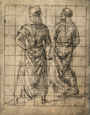 Zwei Stehende Mannliche Figuren Ruckansicht Zeichnu 643807