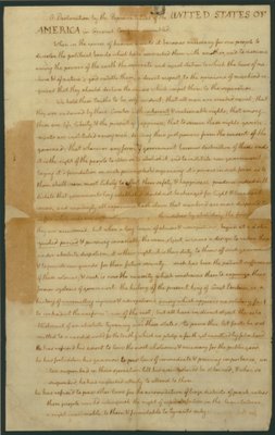 1776年7月4日の独立宣言の草案