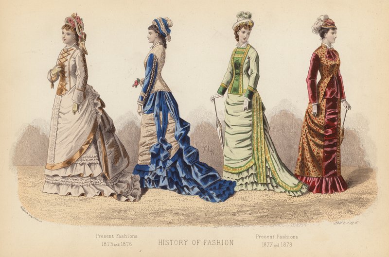 Mode in Frankreich: Gegenwärtige Moden 1875 und 1876; Gegenwärtige Moden 1877 und 1878 von (after) French School
