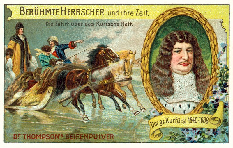 Friedrich Wilhelm, Kurfürst von Brandenburg, überquert die zugefrorene Kurische Nehrung von (after) German School