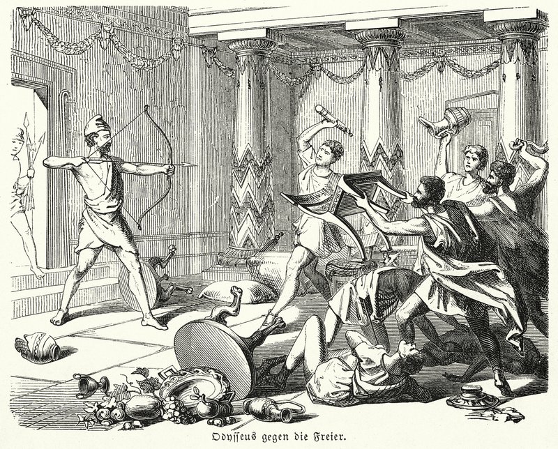Odysseus tötet die Freier der Penelope von (after) German School