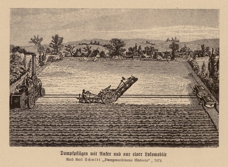 Dampfpflügen mit einer Lokomobile und Anker von (after) German School