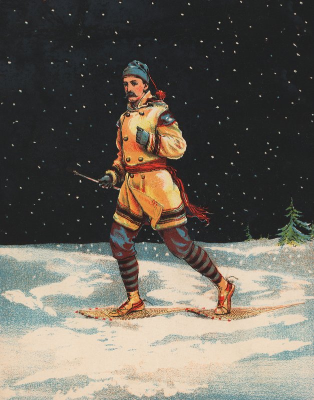 Mann beim Schneeschuhwandern von American School