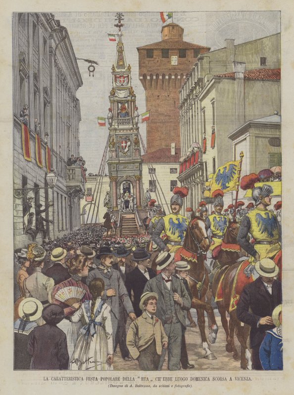 Das charakteristische Volksfest der Rua, das letzten Sonntag in Vicenza stattfand von Achille Beltrame