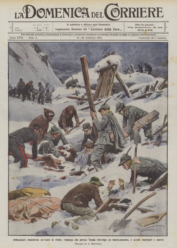 Schwere Schneefälle in Italien, Lawine bei Tenda begräbt ein Lager von Achille Beltrame