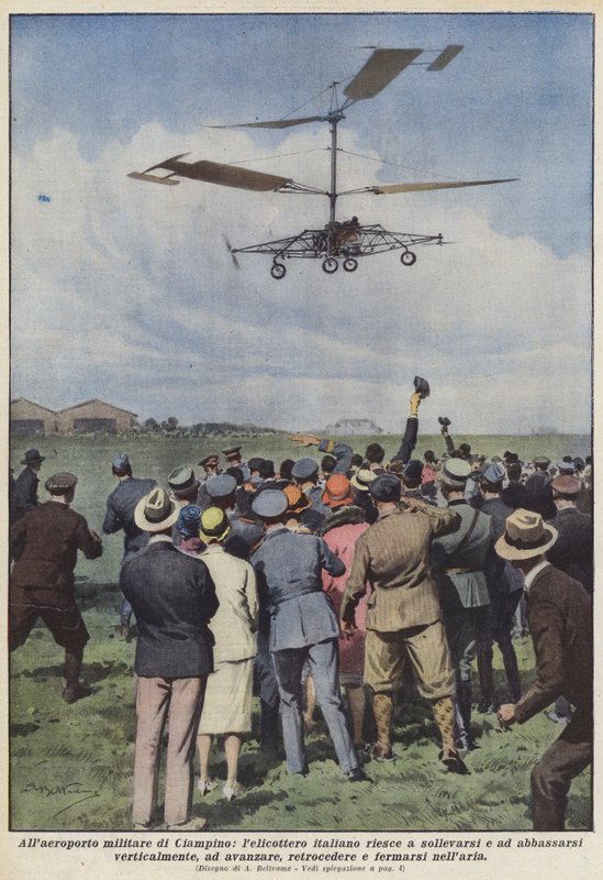 Auf dem Militärflughafen von Ciampino, der italienische Hubschrauber schafft es, sich zu heben und zu senken von Achille Beltrame