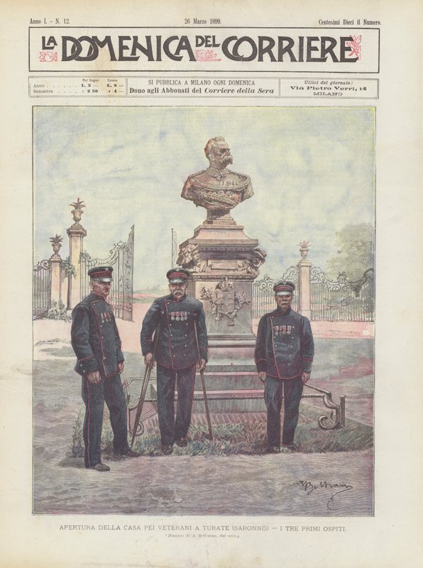 Eröffnung des Hauses für Veteranen in Turate (Saronno), die ersten drei Gäste von Achille Beltrame