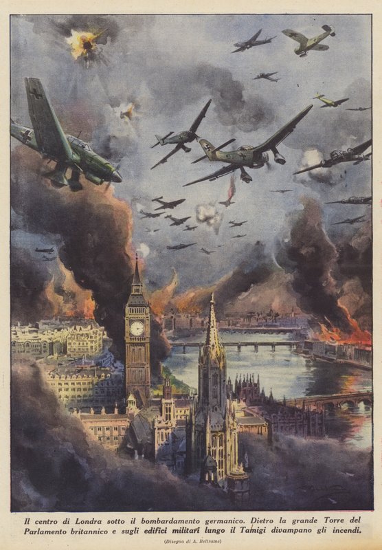 Zentrales London unter dem germanischen Bombenangriff von Achille Beltrame