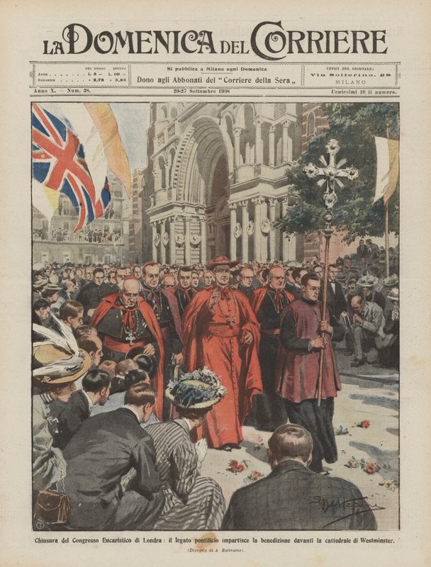 Schließung des Eucharistischen Kongresses in London, der päpstliche Legat erteilt den Segen von Achille Beltrame