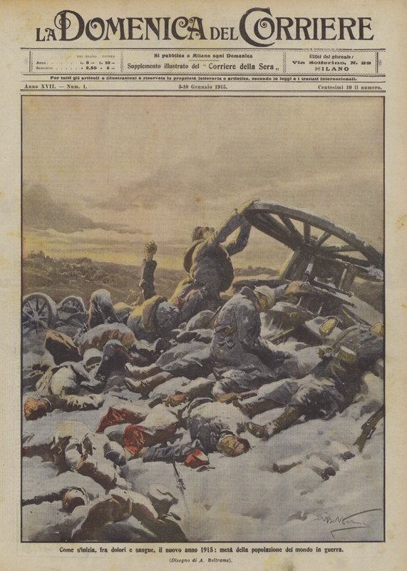 Wie das neue Jahr 1915 mit Schmerzen und Blut beginnt, die Hälfte der Weltbevölkerung im Krieg von Achille Beltrame