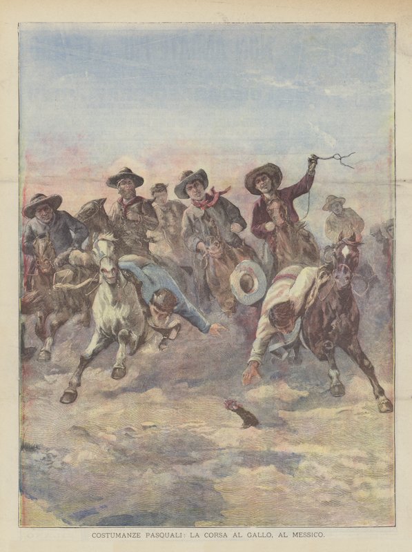 Osterbräuche, Das Hahnenrennen In Mexiko von Achille Beltrame