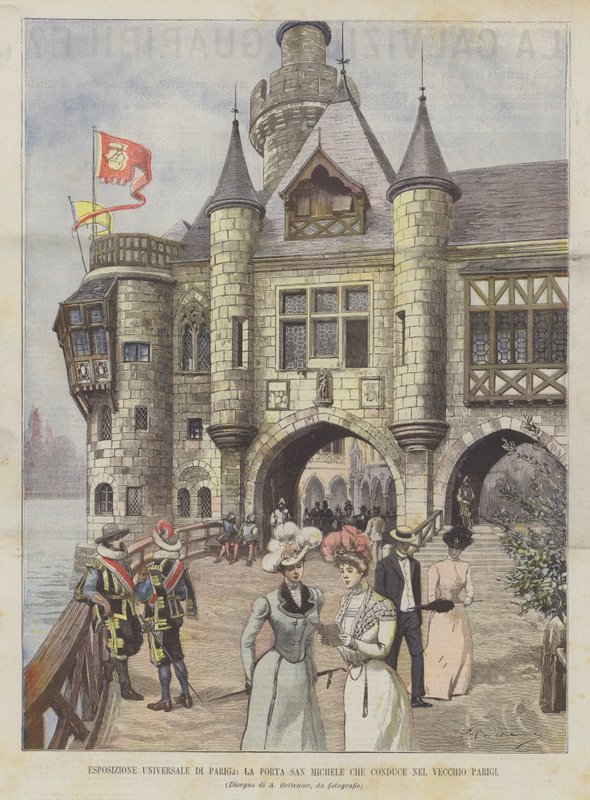 Weltausstellung in Paris, das Tor Saint-Michel, das ins alte Paris führt von Achille Beltrame