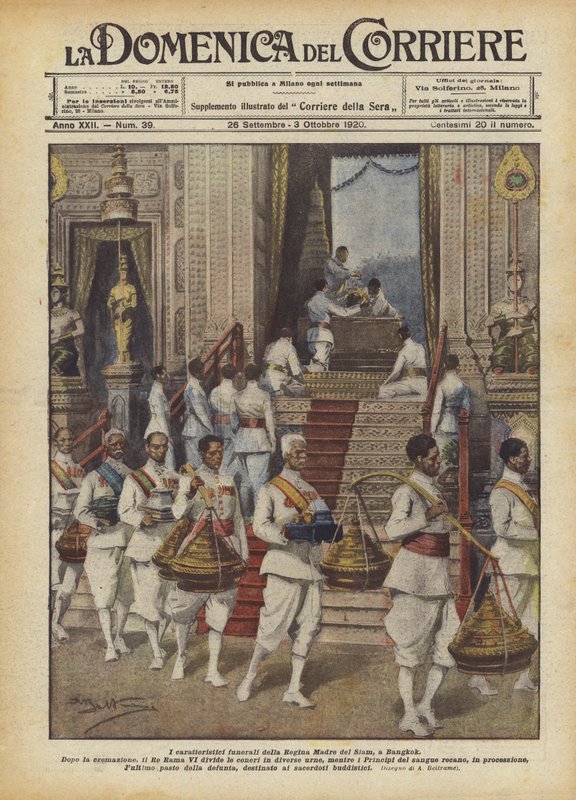 Die charakteristischen Beerdigungen der Königinmutter von Siam in Bangkok von Achille Beltrame