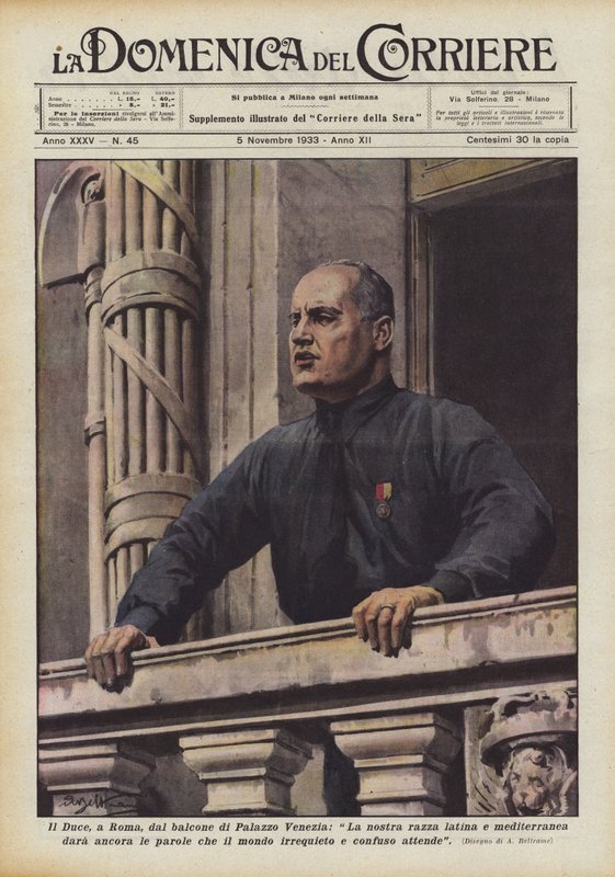Der Duce in Rom, vom Balkon des Palazzo Venezia von Achille Beltrame
