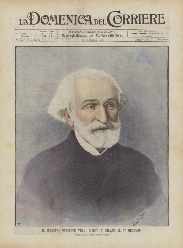 Der Meister Giuseppe Verdi, gestorben in Mailand am 27. Januar von Achille Beltrame