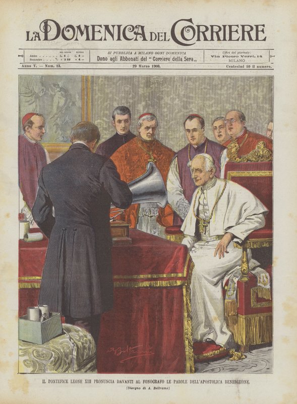 Papst Leo XIII. spricht vor dem Phonographen die Worte des apostolischen Segens von Achille Beltrame