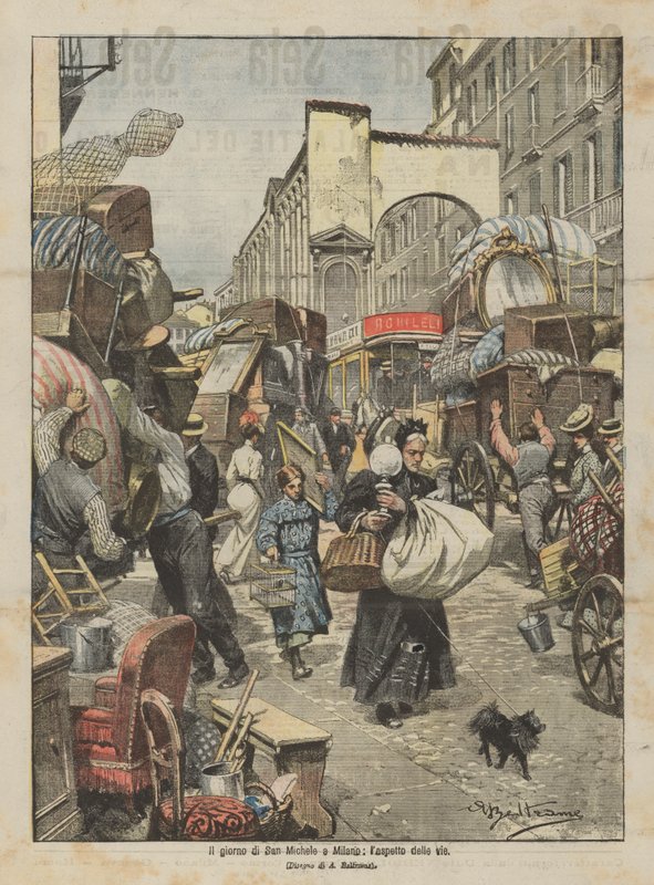 Der Tag des Heiligen Michael in Mailand, das Aussehen der Straßen von Achille Beltrame