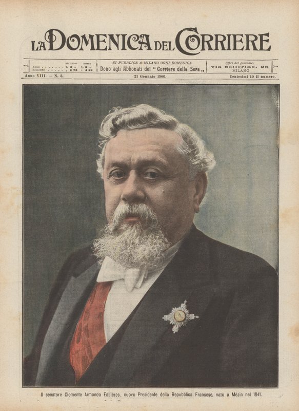 Senator Clemente Armando Fallieres, neuer Präsident der Französischen Republik, geboren in Mezin im Jahr 1841 von Achille Beltrame