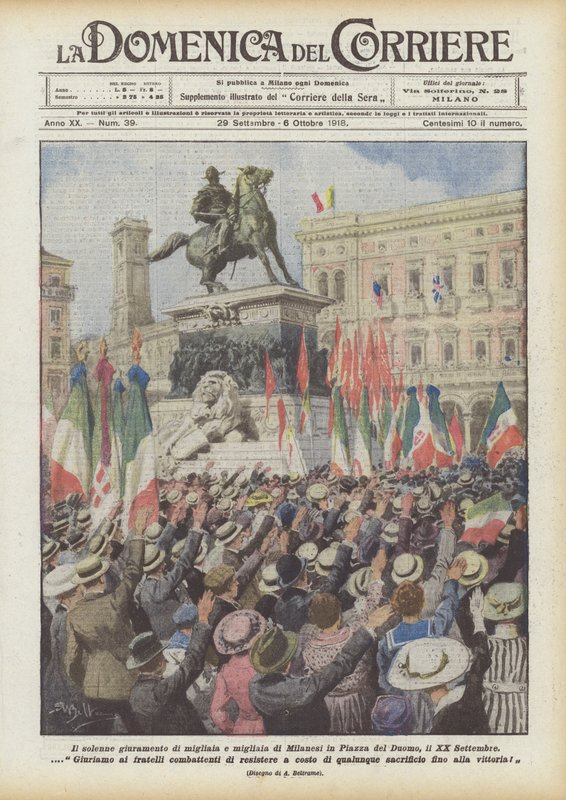 Der feierliche Eid von Tausenden und Abertausenden von Mailändern auf der Piazza del Duomo am 20. September von Achille Beltrame