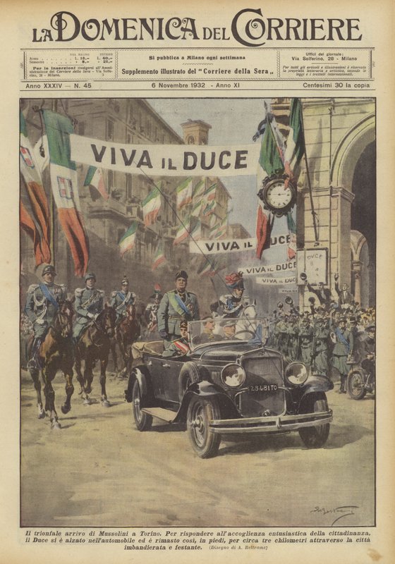 Der triumphale Ankunft Mussolinis in Turin von Achille Beltrame