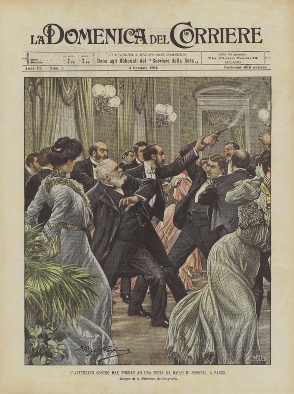 Das Attentat auf Max Nordau bei einem Ball der Zionisten in Paris von Achille Beltrame