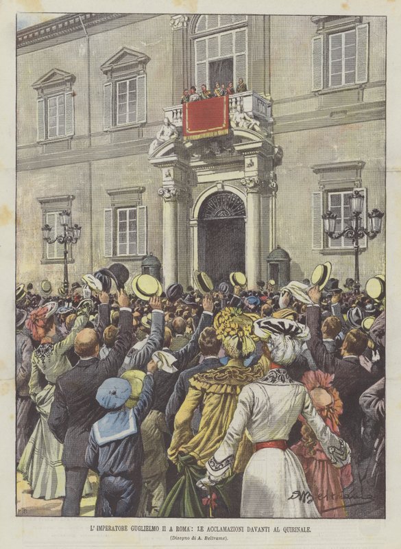 Kaiser Wilhelm II. in Rom, die Jubelrufe vor dem Quirinal von Achille Beltrame