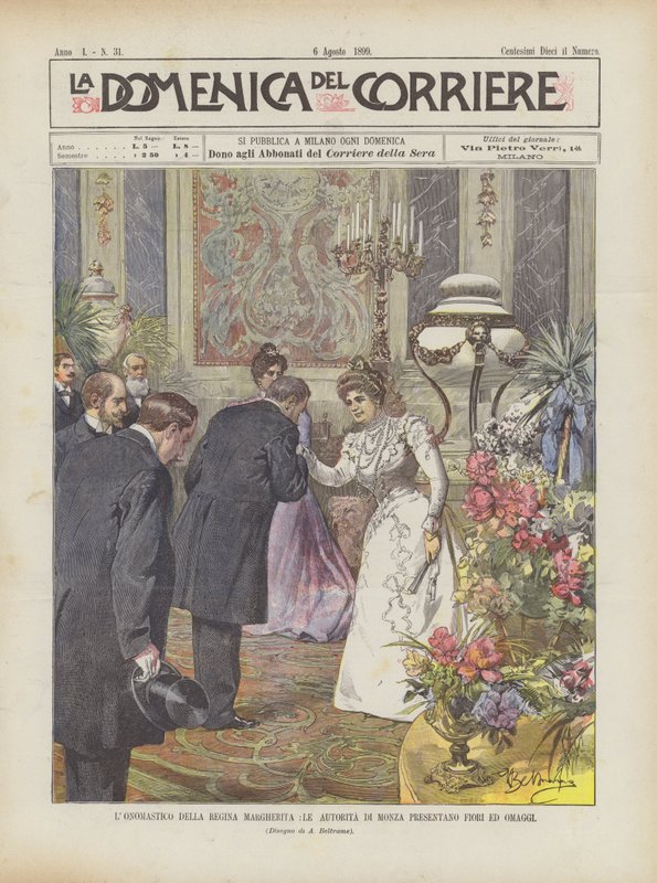Der Namenstag Der Königin Margherita, Die Behörden Von Monza Überreichen Blumen Und Ehrungen von Achille Beltrame