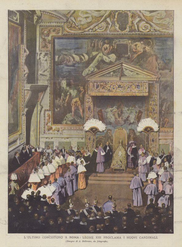 Das Letzte Konsistorium In Rom, Leo XIII. Proklamiert Die Neuen Kardinäle von Achille Beltrame