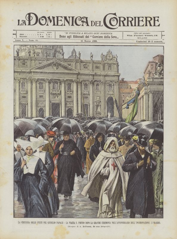 Der Abschluss der Feierlichkeiten zum päpstlichen Jubiläum, der Petersplatz nach der großen Zeremonie von Achille Beltrame
