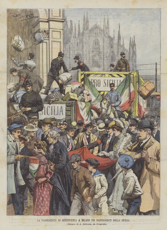 Der Wohltätigkeitsspaziergang in Mailand für die Geschädigten Siziliens von Achille Beltrame