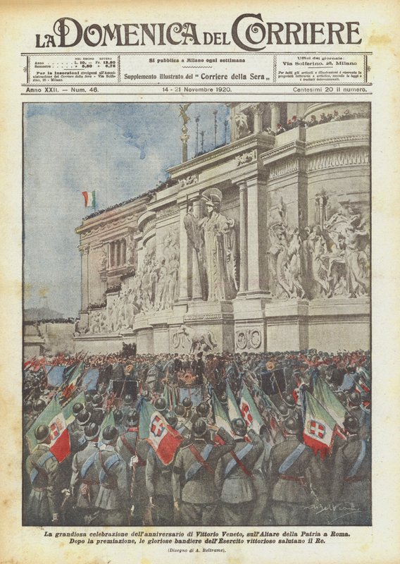 Die großartige Feier des Jahrestages von Vittorio Veneto am Altar des Vaterlandes in Rom von Achille Beltrame