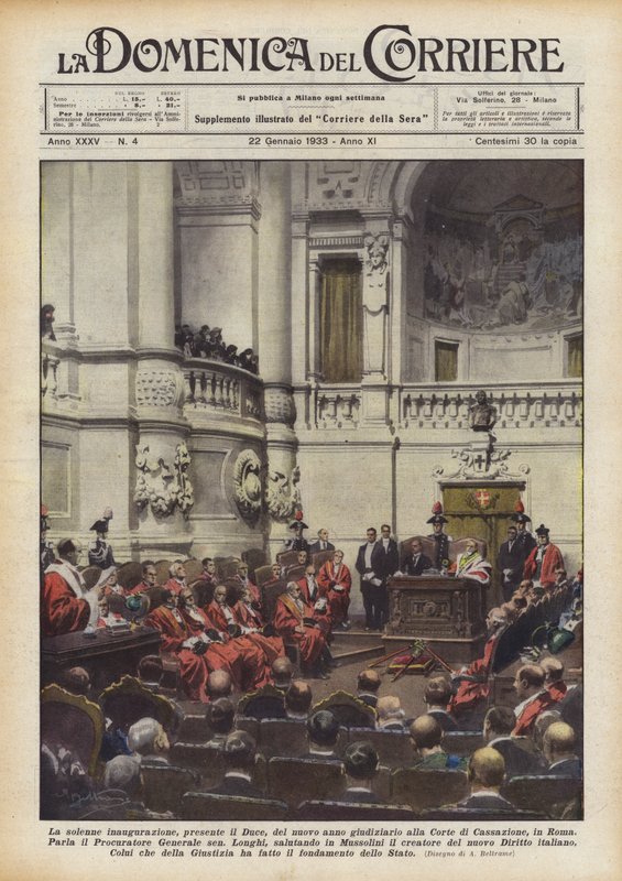 Die feierliche Eröffnung des neuen Gerichtsjahres am Kassationsgericht in Rom, in Anwesenheit des Duce von Achille Beltrame