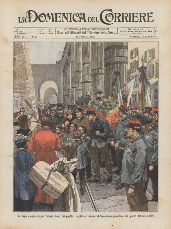 Die charakteristischen Feste, das Ölangebot der öffentlichen Träger von Mailand an ihren Heiligen von Achille Beltrame