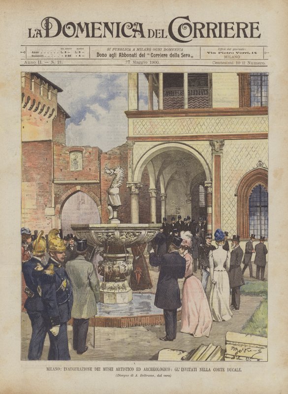 Mailand, Einweihung der Kunst- und Archäologiemuseen, die Gäste im Herzogshof von Achille Beltrame