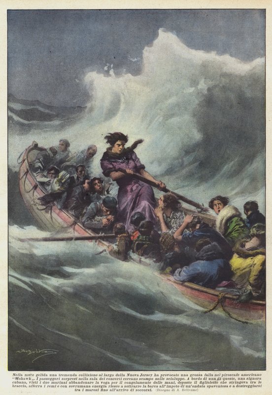 In der kalten Nacht verursachte eine schreckliche Kollision vor der Küste von New Jersey ein großes von Achille Beltrame